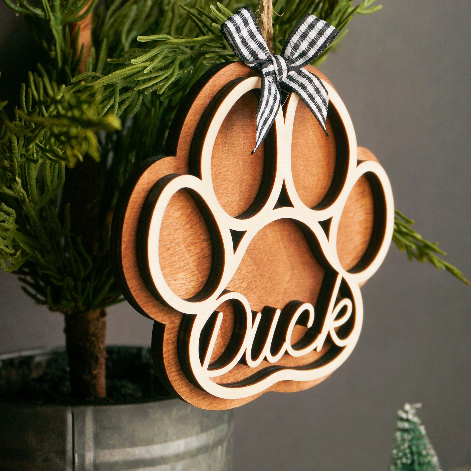 Dog Christmas Ornament, Paw Christmas Ornament, Custom Dog Ornament, Personalized Pet Ornament, Dog Ornament, Paw Ornament, Dog Paw Ornament - DyeandPine
