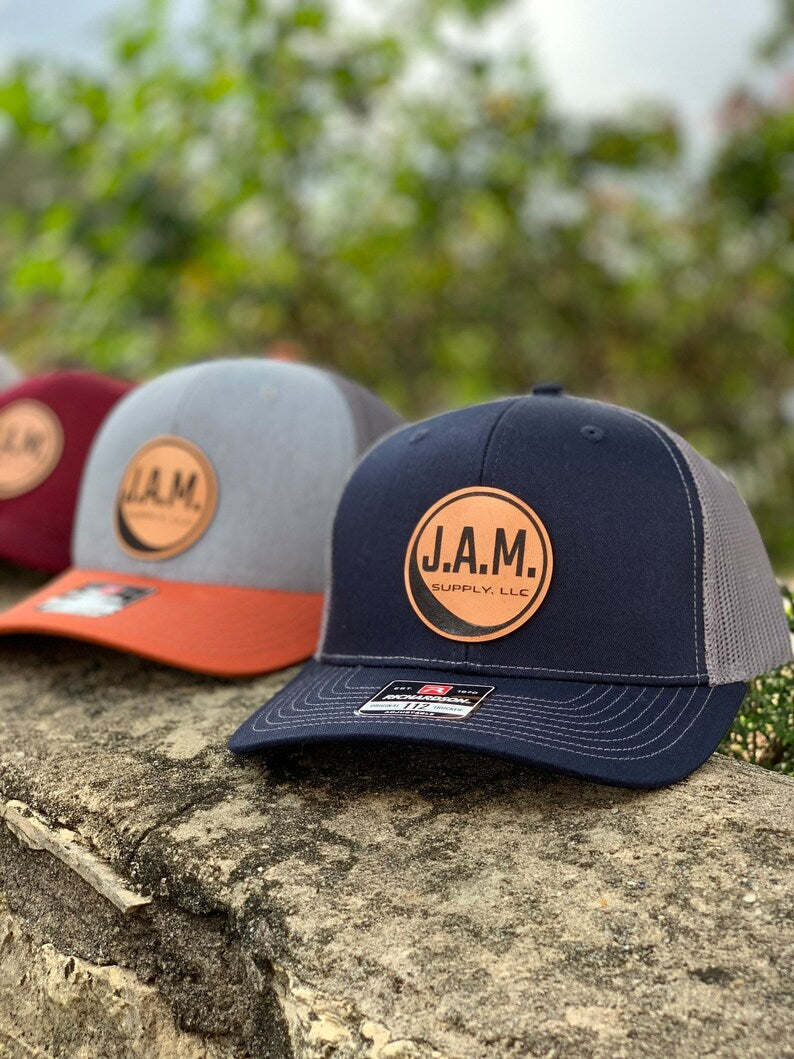 Custom Leather Patch Hats | Business Swag & Merchandise Hats Available - DyeandPine