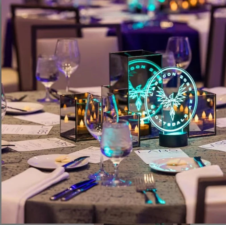 LED Centerpiece, Sweet 16, Bar Mitzvah, Acrylic LED, Graduation, Birthday Party, Centerpiece, Quinceñera Centerpiece, Wedding, Table Numbers - DyeandPine