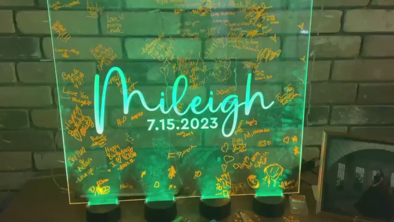 Guestbook Alternative, LED Centerpiece, Sweet 16, Bar Mitzvah, Acrylic LED, Graduation, Birthday Party, Centerpiece, Quinceñera Centerpiece