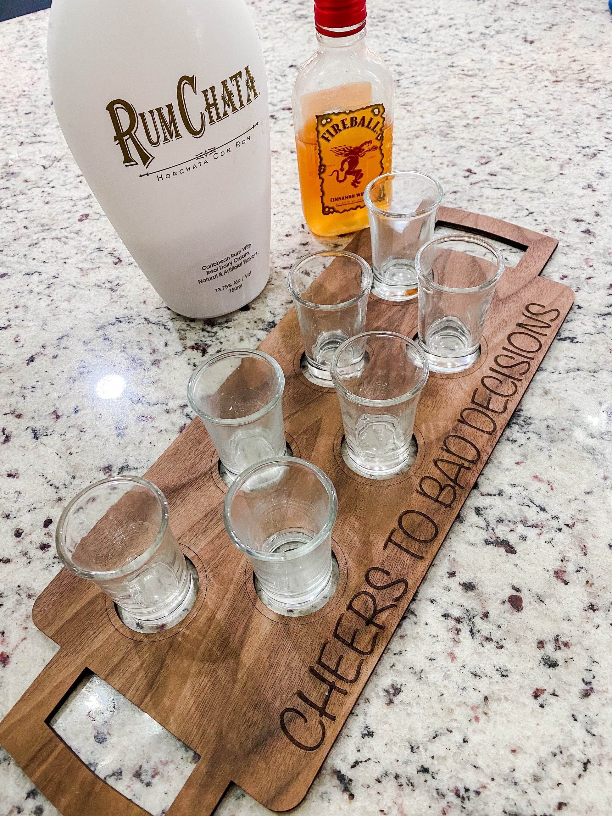 Shot Glass Holder, Shot Serving Tray, Shot Flight, Tequila Serving Tray, Housewarming Gift, Gift for Dad, Party Shot Tray, Personalized GIft - DyeandPine