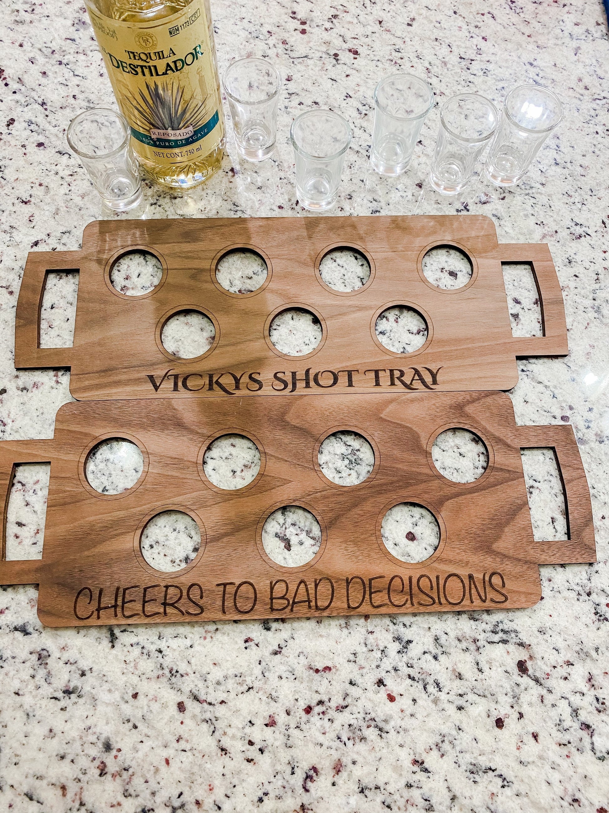 Shot Glass Holder, Shot Serving Tray, Shot Flight, Tequila Serving Tray, Housewarming Gift, Gift for Dad, Party Shot Tray, Personalized GIft - DyeandPine