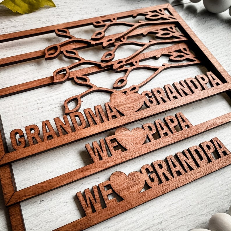 Personalized Family Tree, Grandparents Gift, Adoption Gift, Hanging Hearts, Custom Mother's Day Gift, Grandkids Name Sign, Family Tree Wall