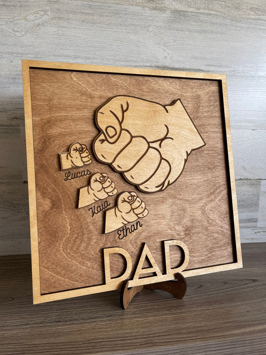 Dad Sign with Kids Names, Personalized Dad Sign, Personalized Fathers Day Fist Bump, Father's Day Gift, Dad Sign, Fist Bump Sign, Papa, Dad