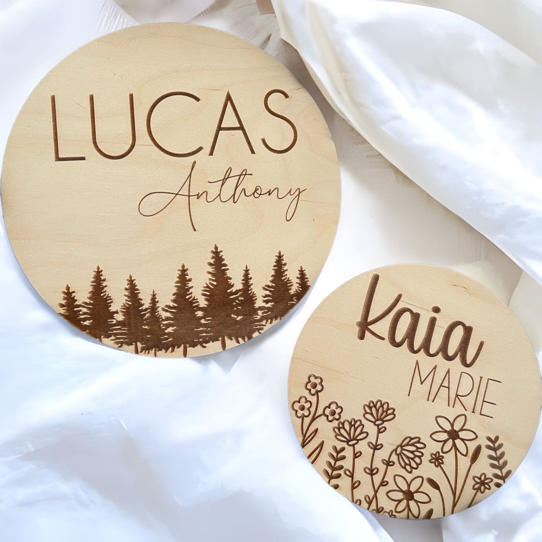 Baby Name Announcement Sign | Newborn Photo Prop - DyeandPine