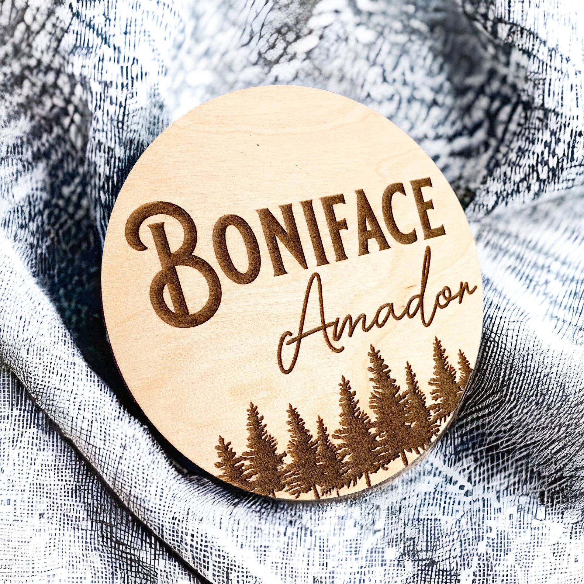 Baby Name Announcement Sign | Newborn Photo Prop - DyeandPine