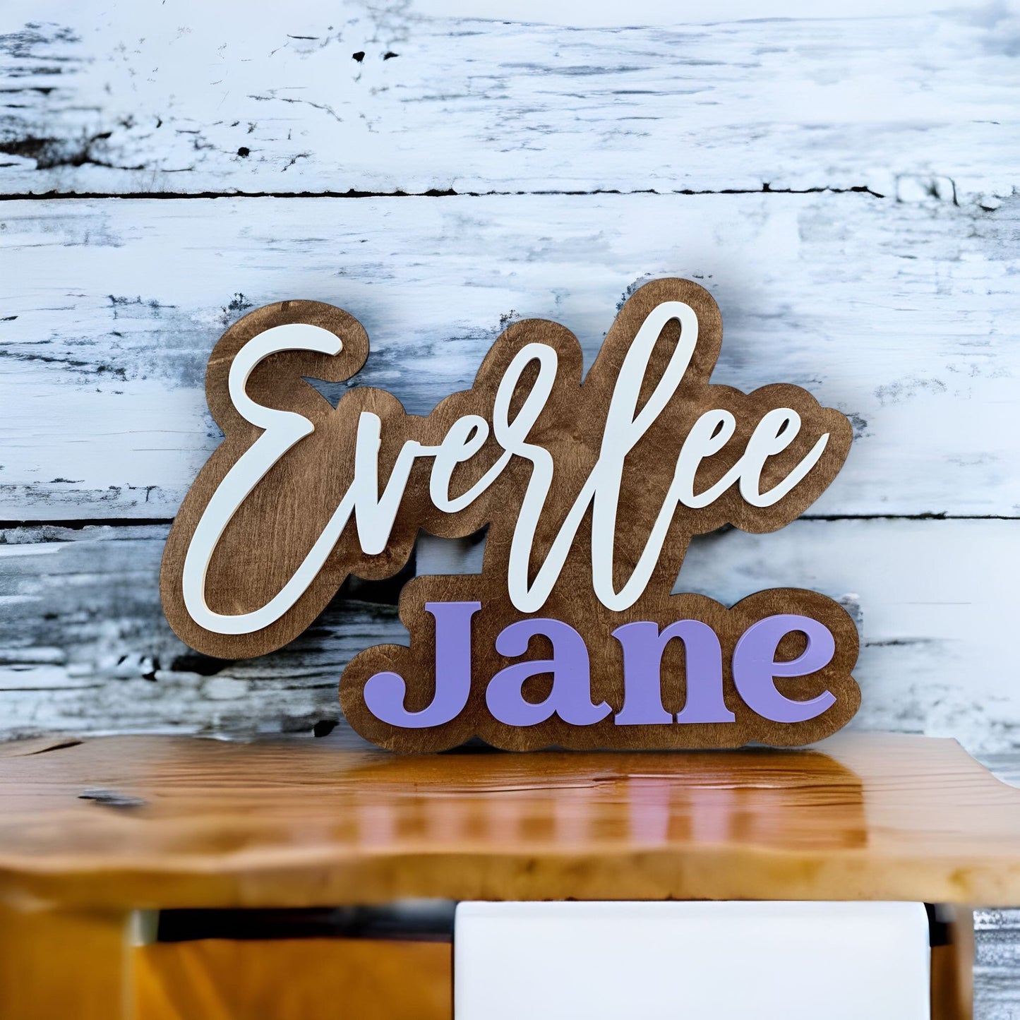 Double Baby Name Sign, Baby Name Sign, Above Crib name Sign, Personalized Nursery Decor, Large Name Cutout, 3D Name Sign, Wooden Name Sign