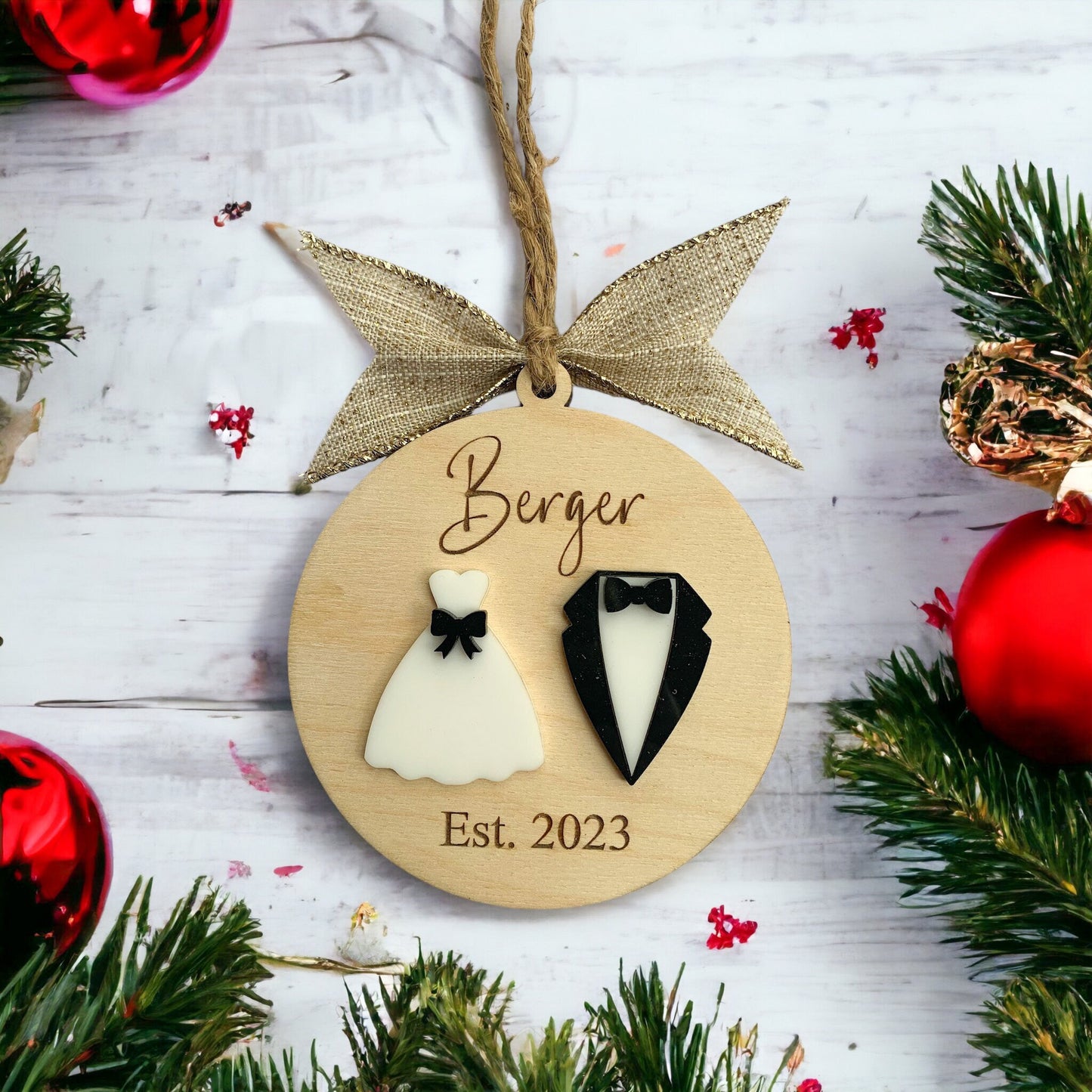 Wedding Christmas Ornament, Wedding Ornament, Mr and Mrs Ornament, First Wedding Ornament, Newlywed Christmas Gift, Couples Wedding Gift