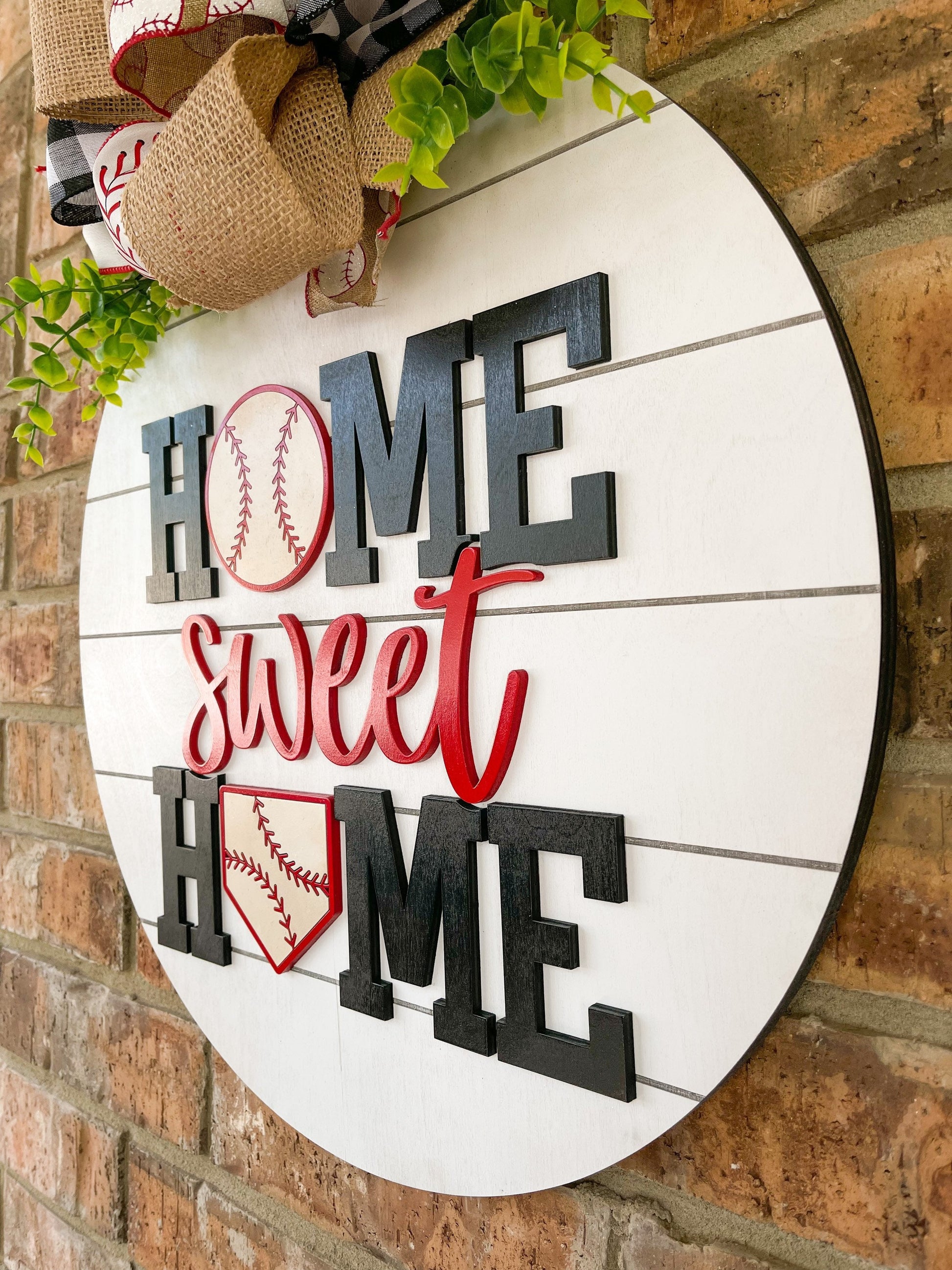 Baseball Door Hanger | Home Sweet Home | Sports Decor - DyeandPine