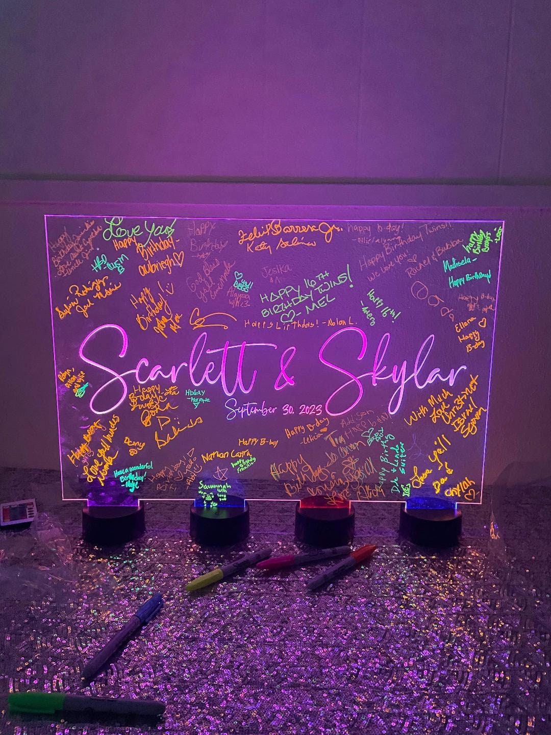 Guestbook Alternative, LED Centerpiece, Sweet 16, Bar Mitzvah, Acrylic LED, Graduation, Birthday Party, Centerpiece, Quinceñera Centerpiece