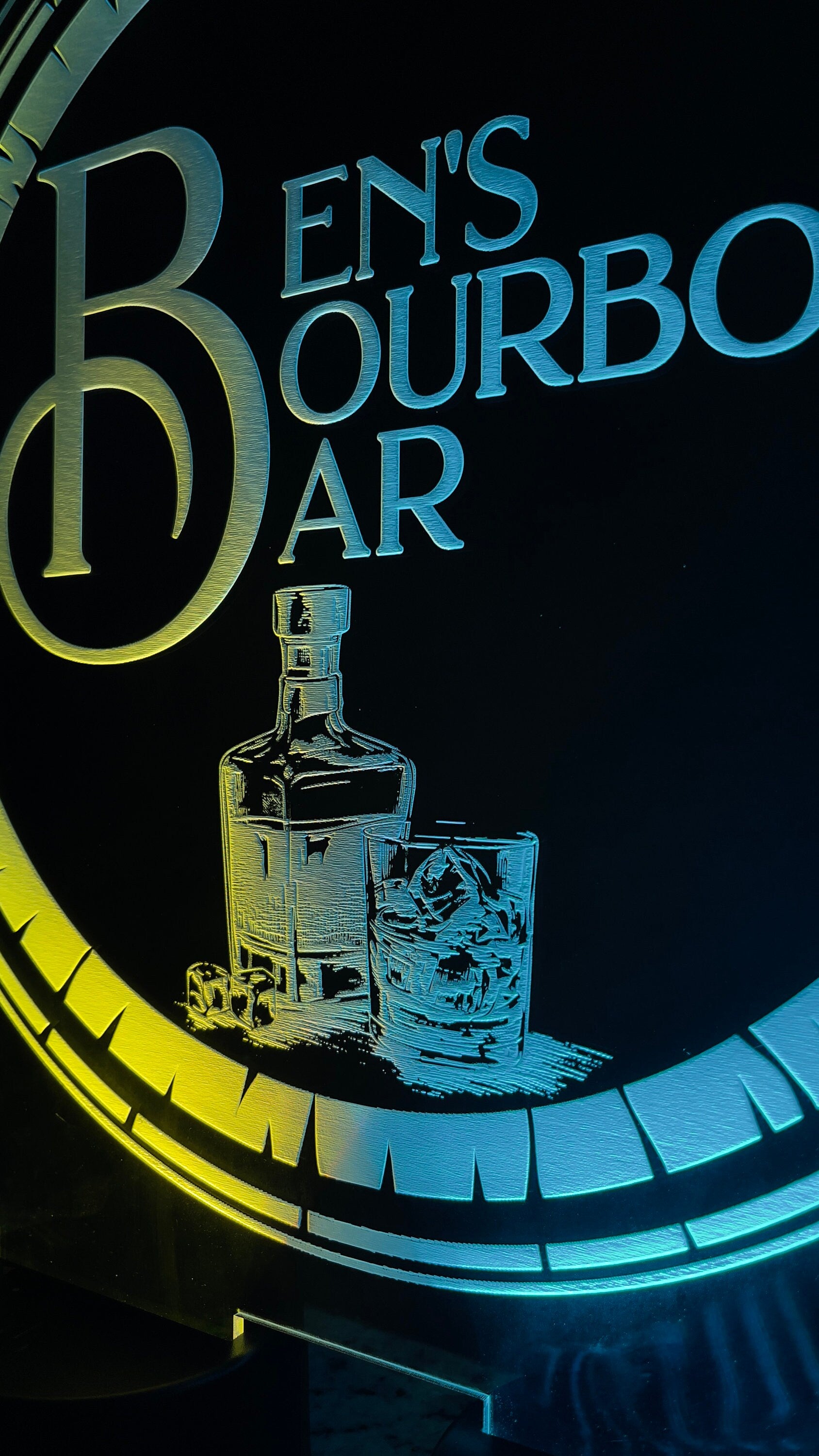 Bar Sign for Home, Whiskey Barrel Sign, LED Bar Sign, Personalized Bar Sign, Bar Decor, Home Bar Decor, Sign for Dad, Basement Bar Decor