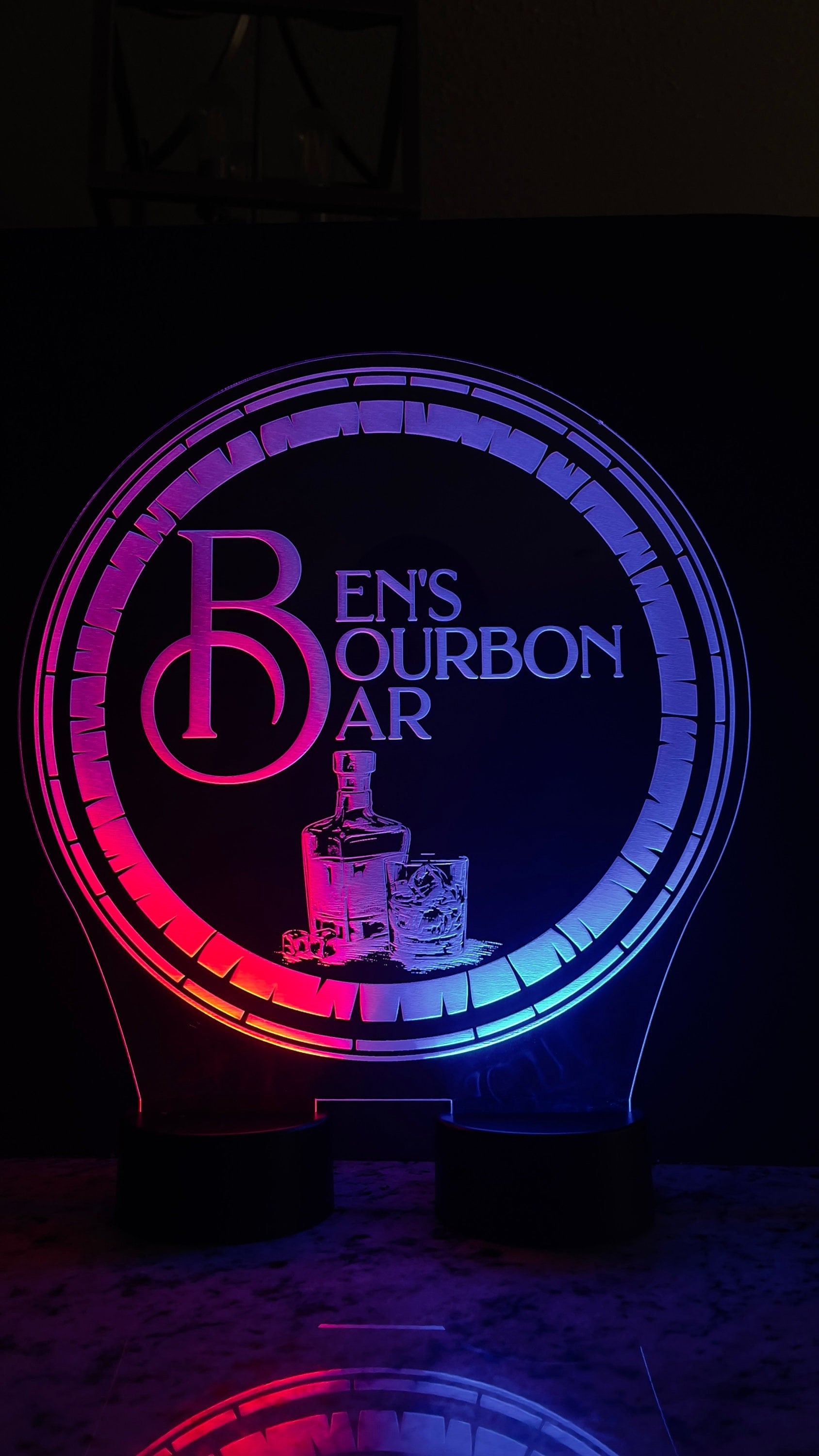 Bar Sign for Home, Whiskey Barrel Sign, LED Bar Sign, Personalized Bar Sign, Bar Decor, Home Bar Decor, Sign for Dad, Basement Bar Decor