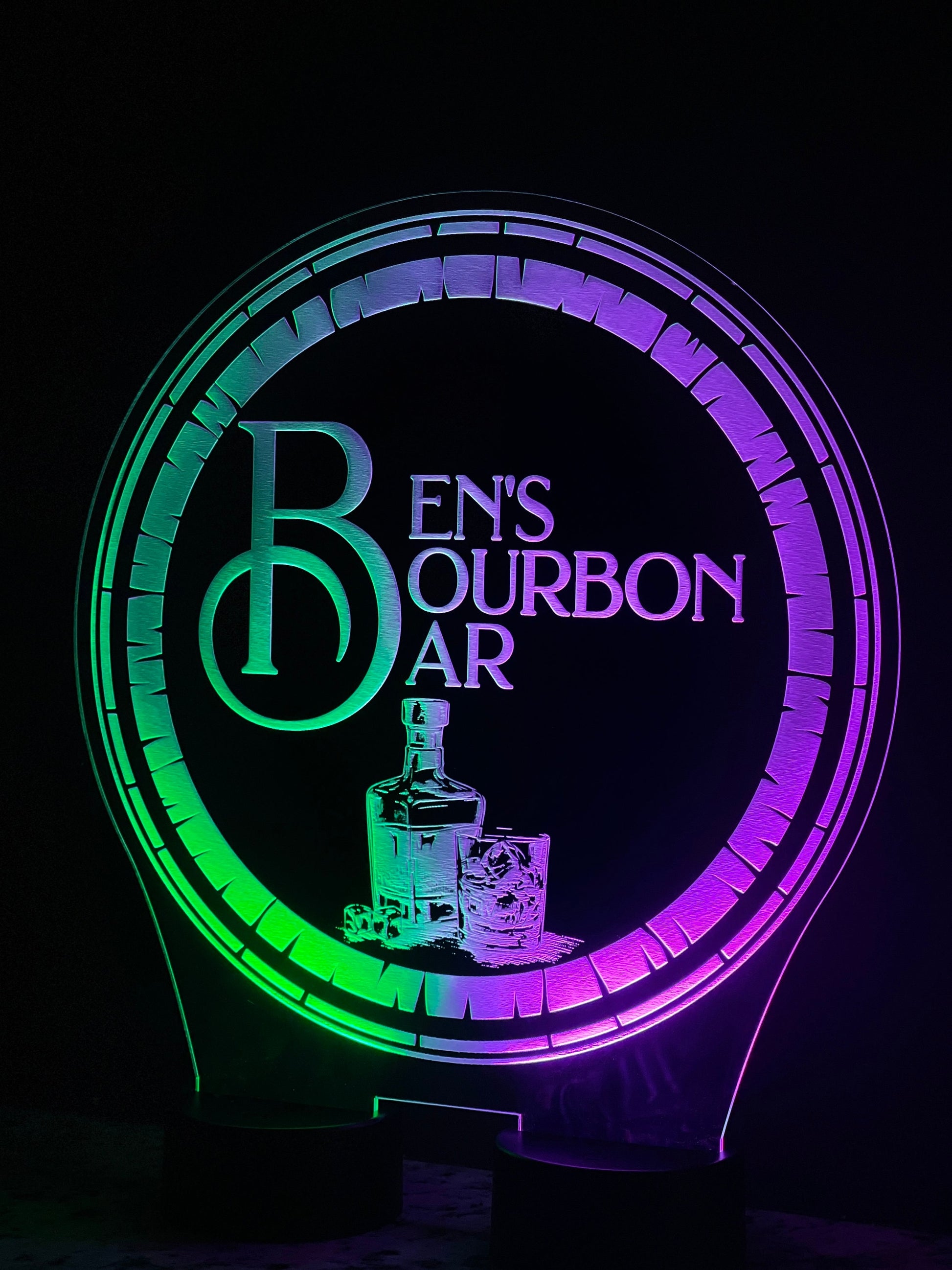 Bar Sign for Home, Whiskey Barrel Sign, LED Bar Sign, Personalized Bar Sign, Bar Decor, Home Bar Decor, Sign for Dad, Basement Bar Decor