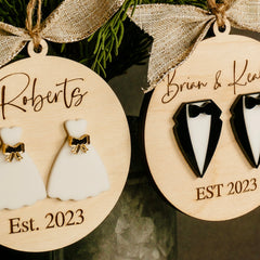 Newlywed Christmas Ornament - Wedding Keepsake Gift for Bride & Groom