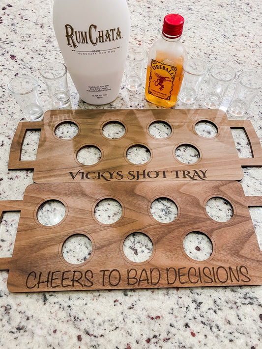 Shot Glass Holder, Shot Serving Tray, Shot Flight, Tequila Serving Tray, Housewarming Gift, Gift for Dad, Party Shot Tray, Personalized GIft - DyeandPine