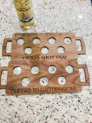 Shot Glass Holder, Shot Serving Tray, Shot Flight, Tequila Serving Tray, Housewarming Gift, Gift for Dad, Party Shot Tray, Personalized GIft