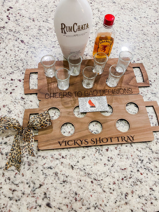 Shot Glass Holder, Shot Serving Tray, Shot Flight, Tequila Serving Tray, Housewarming Gift, Gift for Dad, Party Shot Tray, Personalized GIft - DyeandPine