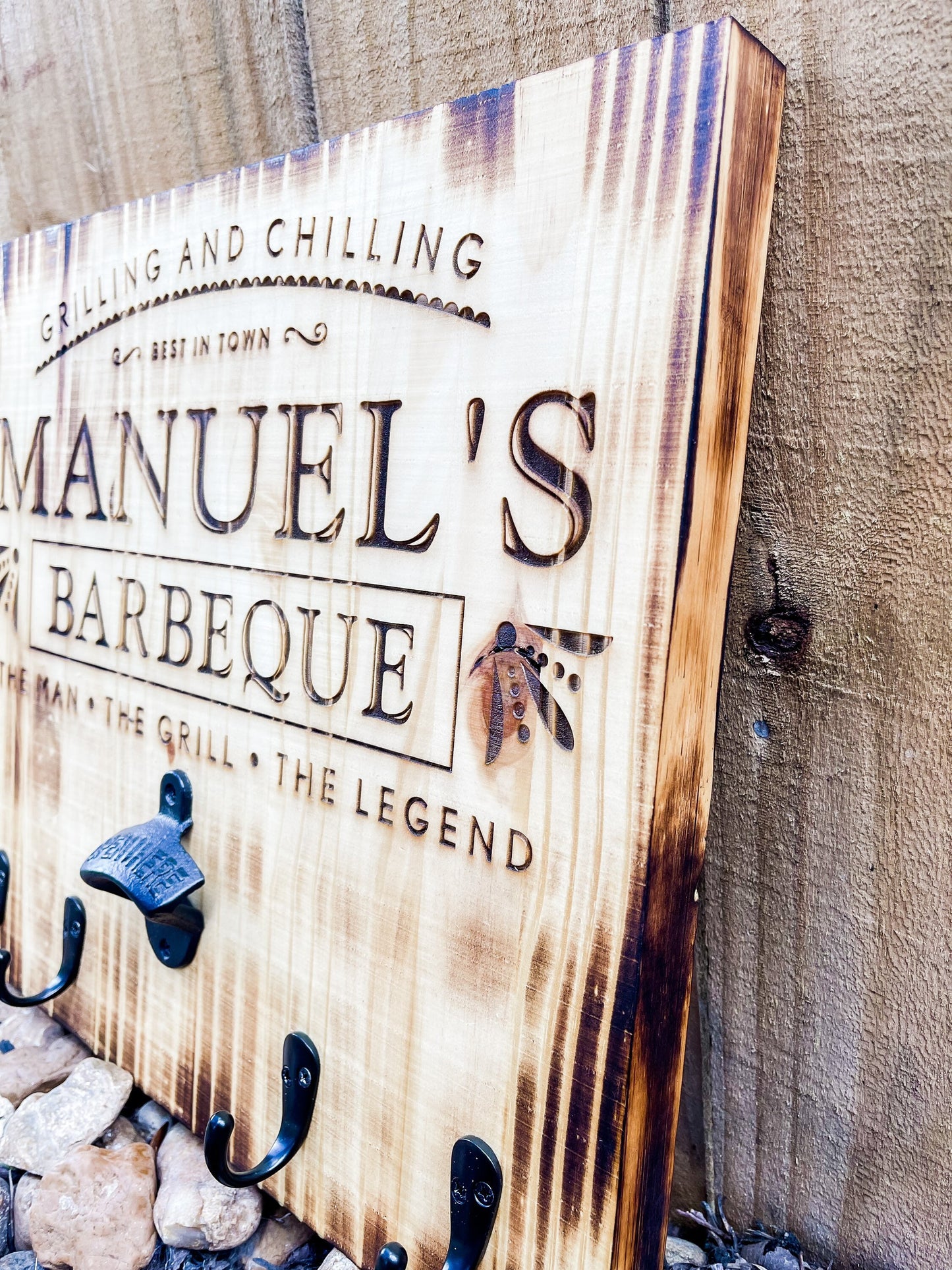 Rustic BBQ Sign, BBQ Utensil Holder, Barbeque Gifts, Personalized BBQ Sign, Gift for Him, Bbq Tool Holder, Bbq Sign, Backyard Barbecue Sign