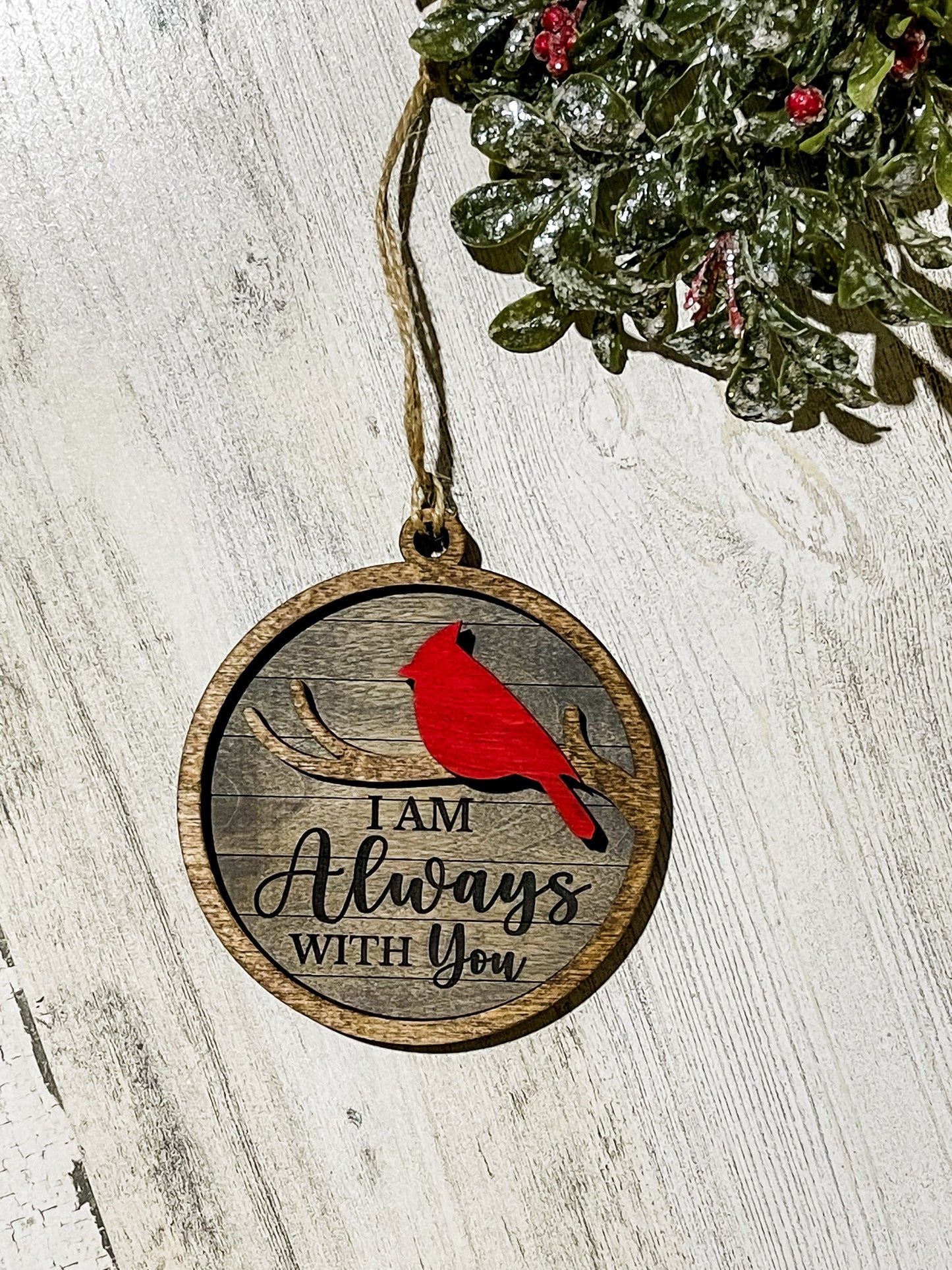 Cardinal Ornament, Holiday Tree Ornament, Personalized Sympathy Gift, Always With You, Thinking of You, Remembrance Gift, Christmas Cardinal