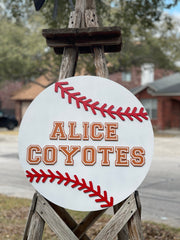 Baseball Nursery Sign | 3D Round Name Decor for Kids Room