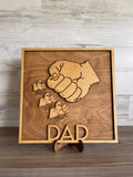 Father's Day sign, Father's Day gift, Wooden plaque, Fist Bump Sign, Sign with kids names, Grandfather Gift, Engraved Gift, For Him, Papa 3