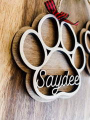 Dog Christmas Ornament, Paw Christmas Ornament, Custom Dog Ornament, Personalized Pet Ornament, Dog Ornament, Paw Ornament, Dog Paw Ornament
