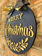 Merry Christmas Door Wreath | Christmas Door Hanger | Merry Christmas