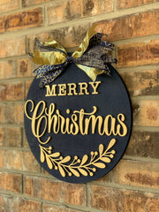 Merry Christmas Door Wreath | Christmas Door Hanger | Merry Christmas