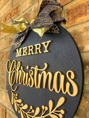 Merry Christmas Door Wreath | Christmas Door Hanger | Merry Christmas