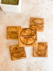 Olive Wood Coasters, Housewarming Gift, Anniversary Gift, Wedding Keepsake, Mother's Day Gift, Wooden Coaster Set, Olive Wood, Drink Coaster