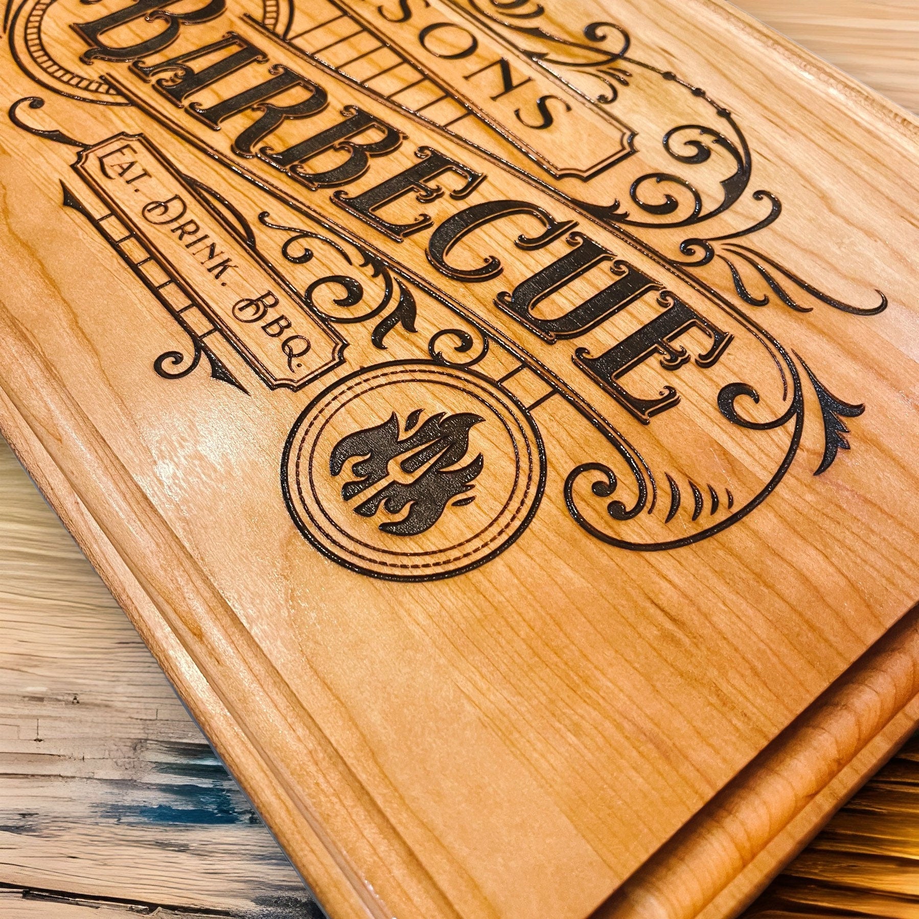 Personalized Fathers Day Gift | BBQ Cutting Board for Men, BBQ Gift - DyeandPine