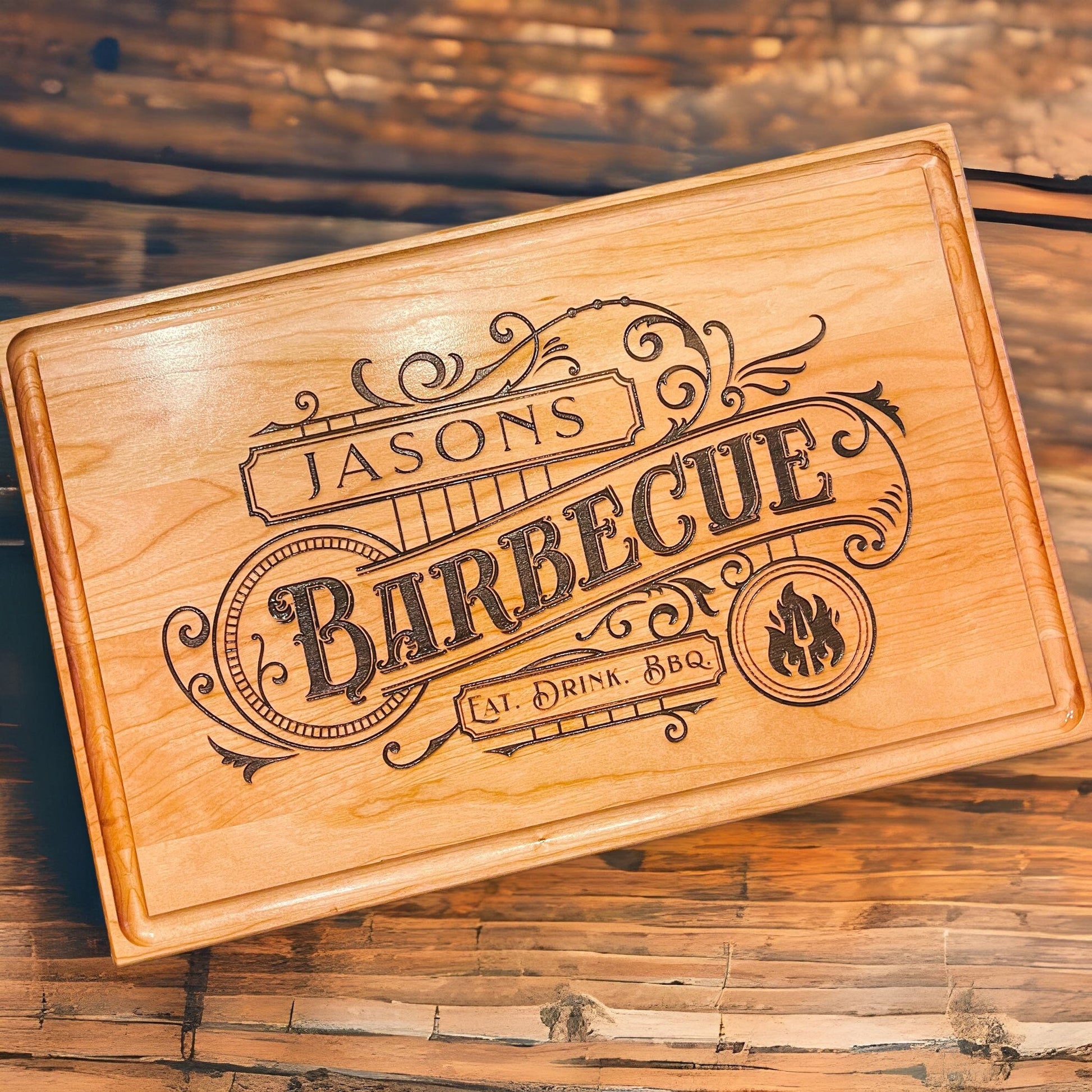 Personalized Fathers Day Gift | BBQ Cutting Board for Men, BBQ Gift - DyeandPine