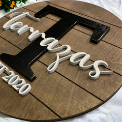 Personalized Family Name Sign, Established Sign, Door Hanger