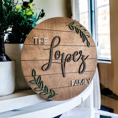 Personalized Family Name Sign, Door Hanger, Personalized Door Wreath