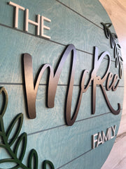 Personalized Family Name Sign, Door Hanger, Personalized Door Wreath