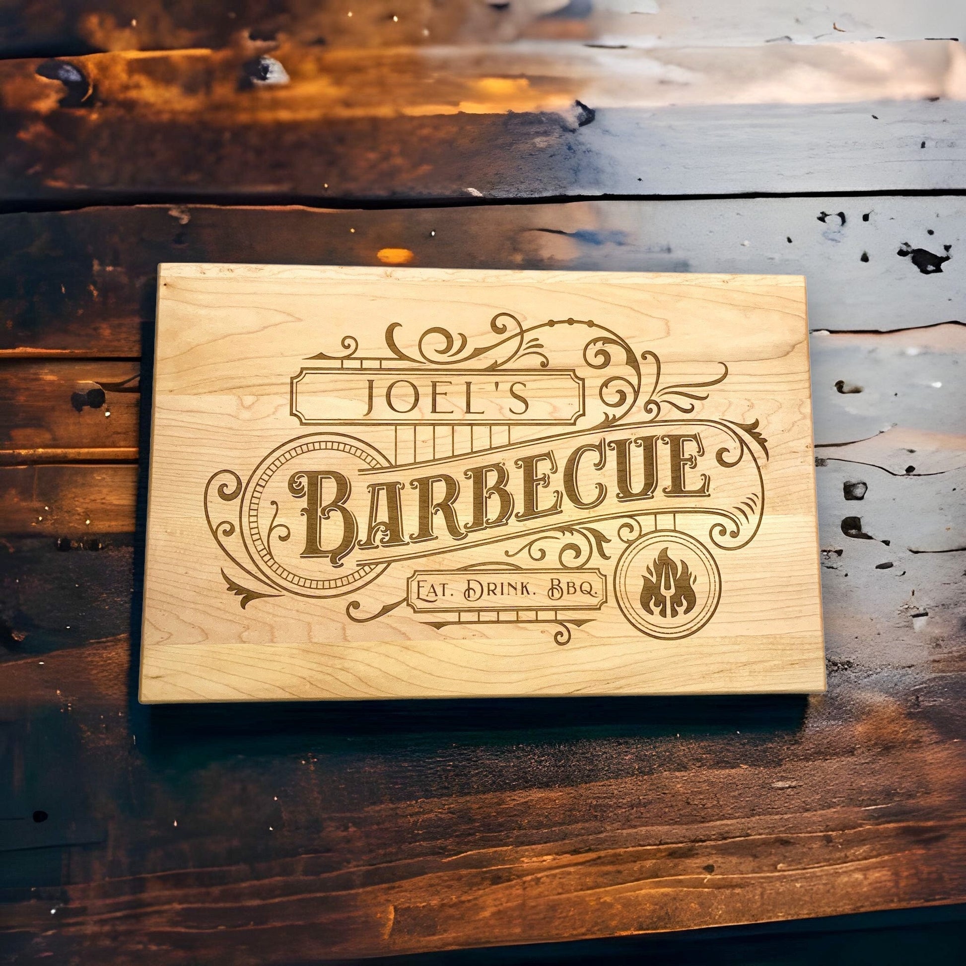 Personalized Fathers Day Gift | BBQ Cutting Board for Men, BBQ Gift - DyeandPine