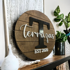 Personalized Family Name Sign, Established Sign, Door Hanger