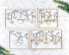 Mothers Day Gift, Family Gift, Grandparents Gift, Mothers Day, Hanging Hearts, Family Tree Sign, Gift for Mom, Mom Signs with Kids Names