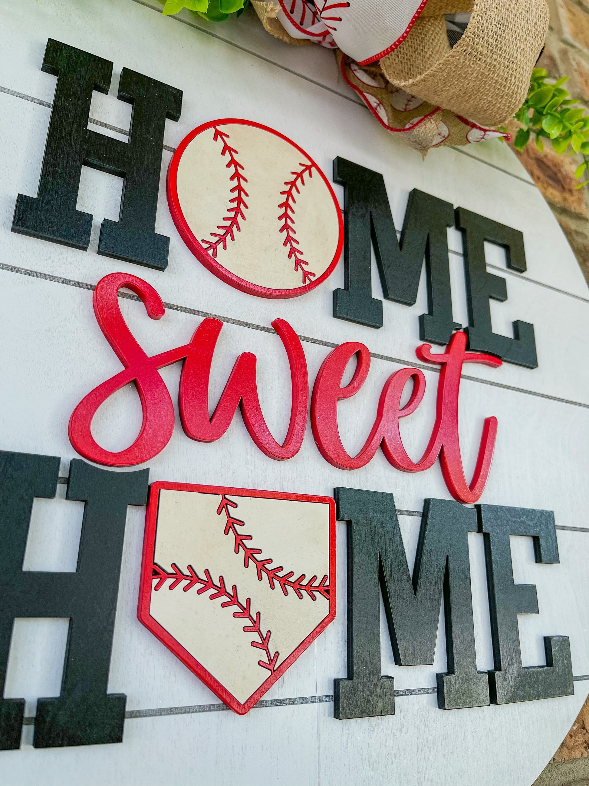 Baseball Door Hanger | Home Sweet Home | Sports Decor - DyeandPine