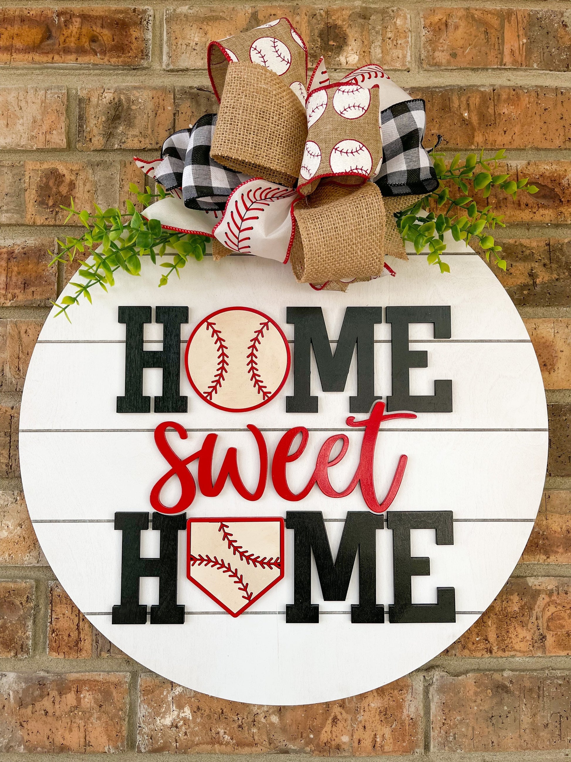 Baseball Door Hanger | Home Sweet Home | Sports Decor - DyeandPine