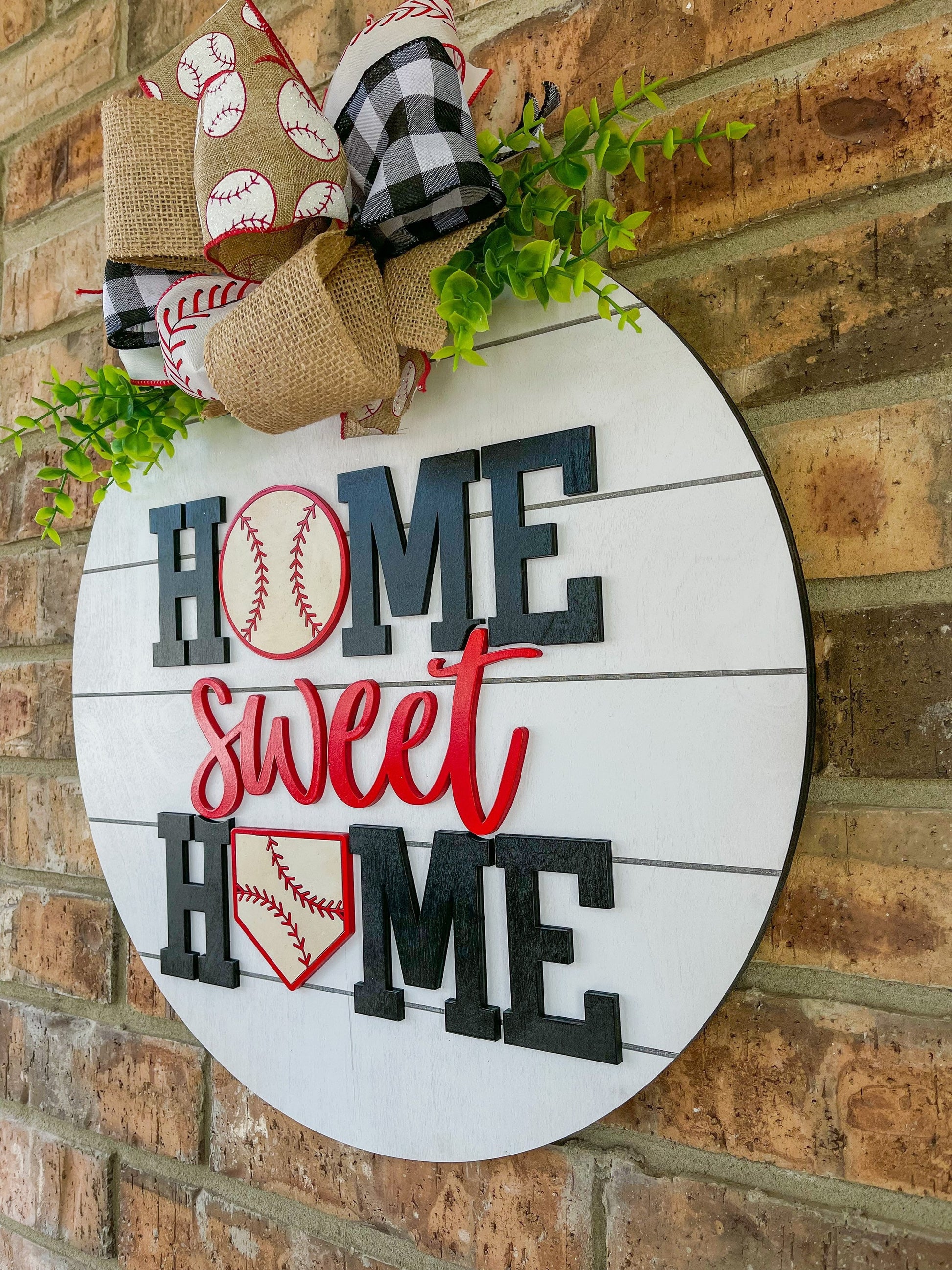 Baseball Door Hanger | Home Sweet Home | Sports Decor - DyeandPine