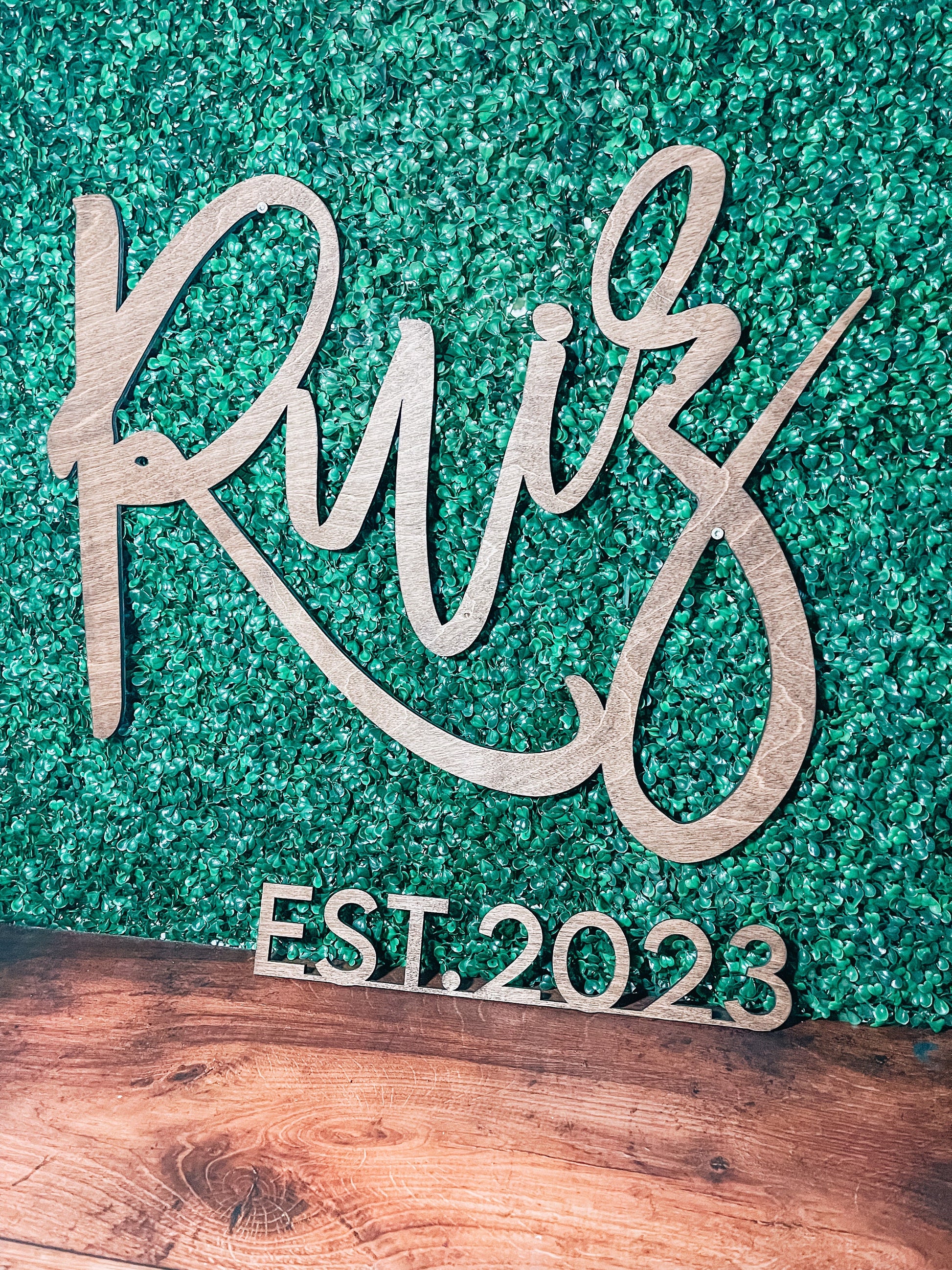 Custom Wood Wedding Name Sign with Date- Personalized Last Name Sign for Wedding Backdrop - DyeandPine