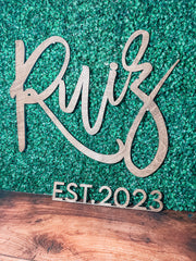 Custom Wood Wedding Name Sign with Date- Personalized Last Name Sign for Wedding Backdrop