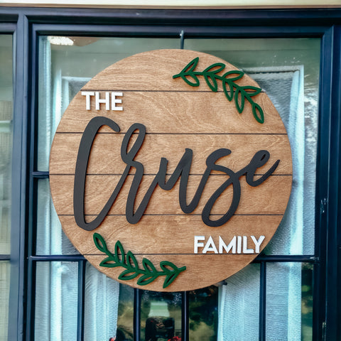 Personalized Family Name Sign, Door Hanger, Personalized Door Wreath
